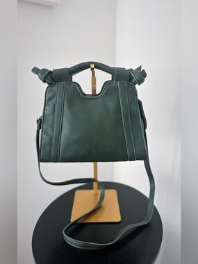 Anthropologie Green Leather Handbag Top-Handle Crossbody